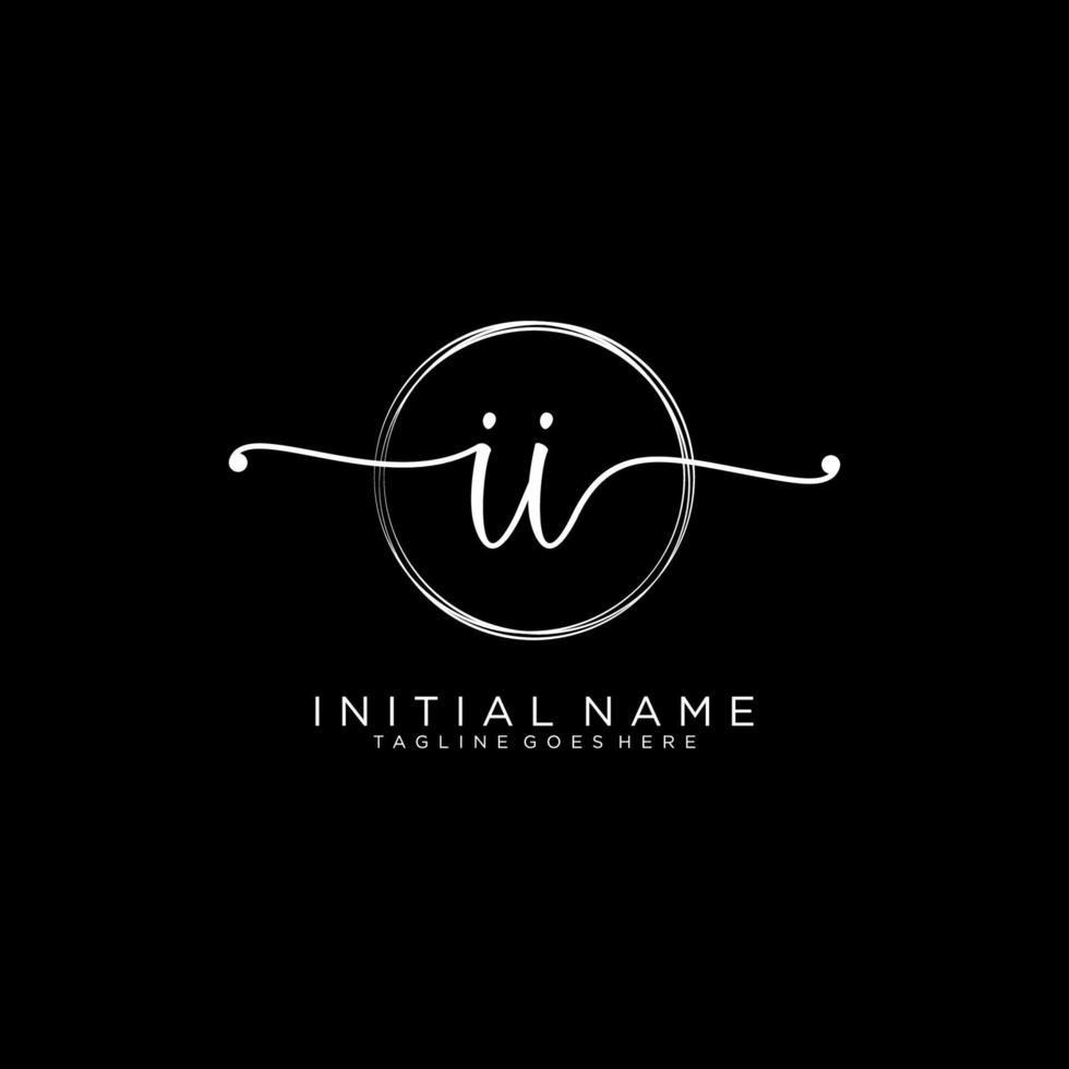 Initial II feminine logo collections template. handwriting logo of initial signature, wedding, fashion, jewerly, boutique, floral and botanical with creative template for any company or business. vector