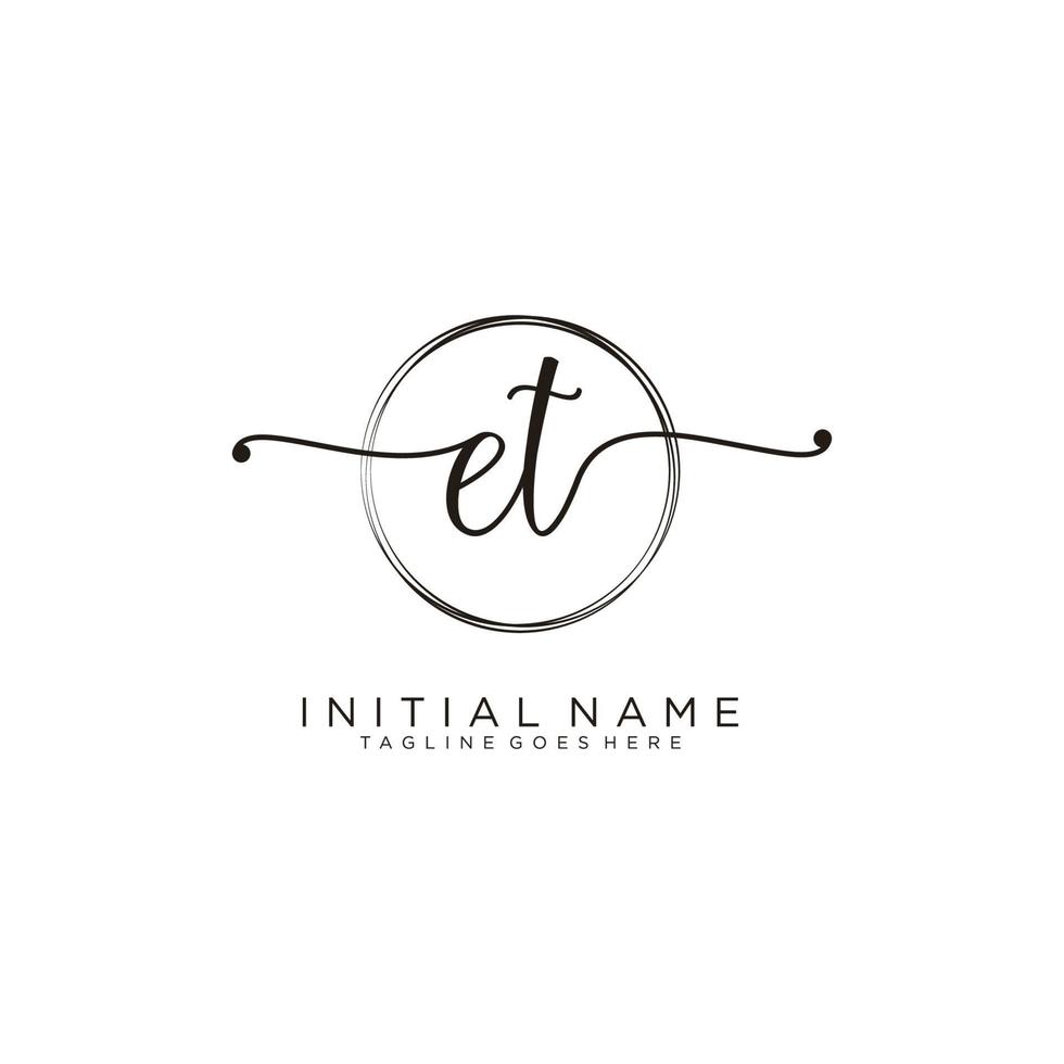 Initial ET feminine logo collections template. handwriting logo of initial signature, wedding, fashion, jewerly, boutique, floral and botanical with creative template for any company or business. vector