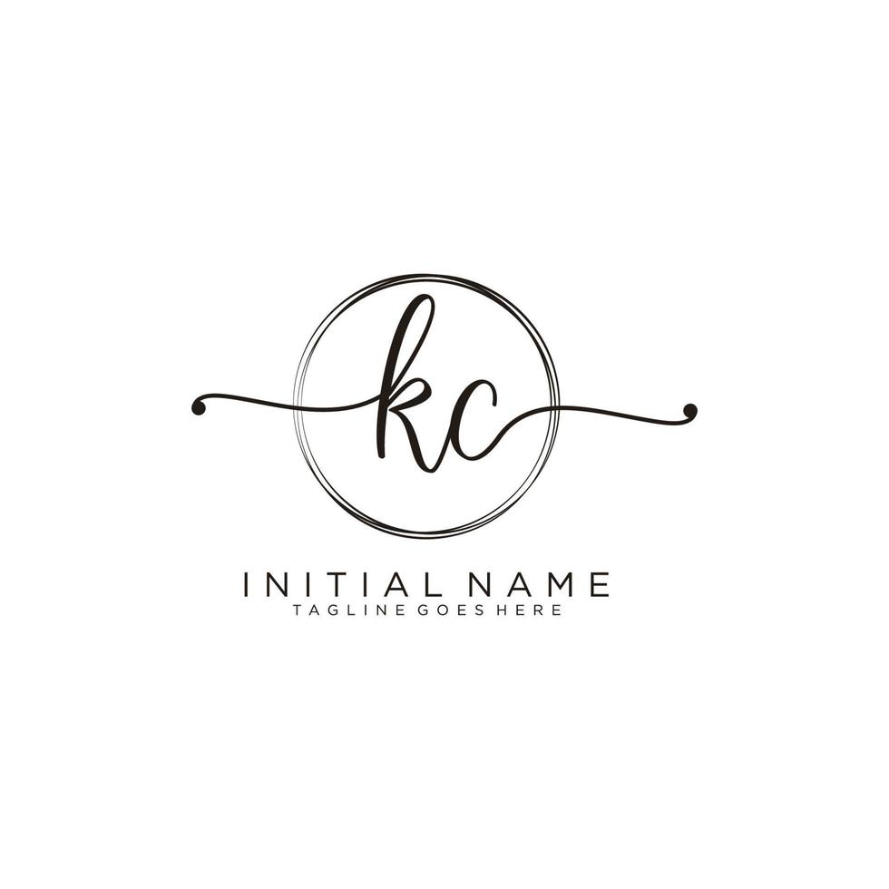 Initial KC feminine logo collections template. handwriting logo of initial signature, wedding, fashion, jewerly, boutique, floral and botanical with creative template for any company or business. vector
