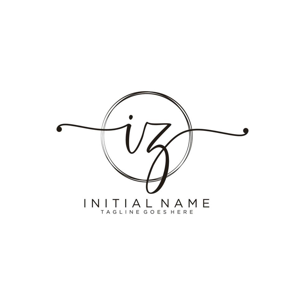 Initial IZ feminine logo collections template. handwriting logo of initial signature, wedding, fashion, jewerly, boutique, floral and botanical with creative template for any company or business. vector