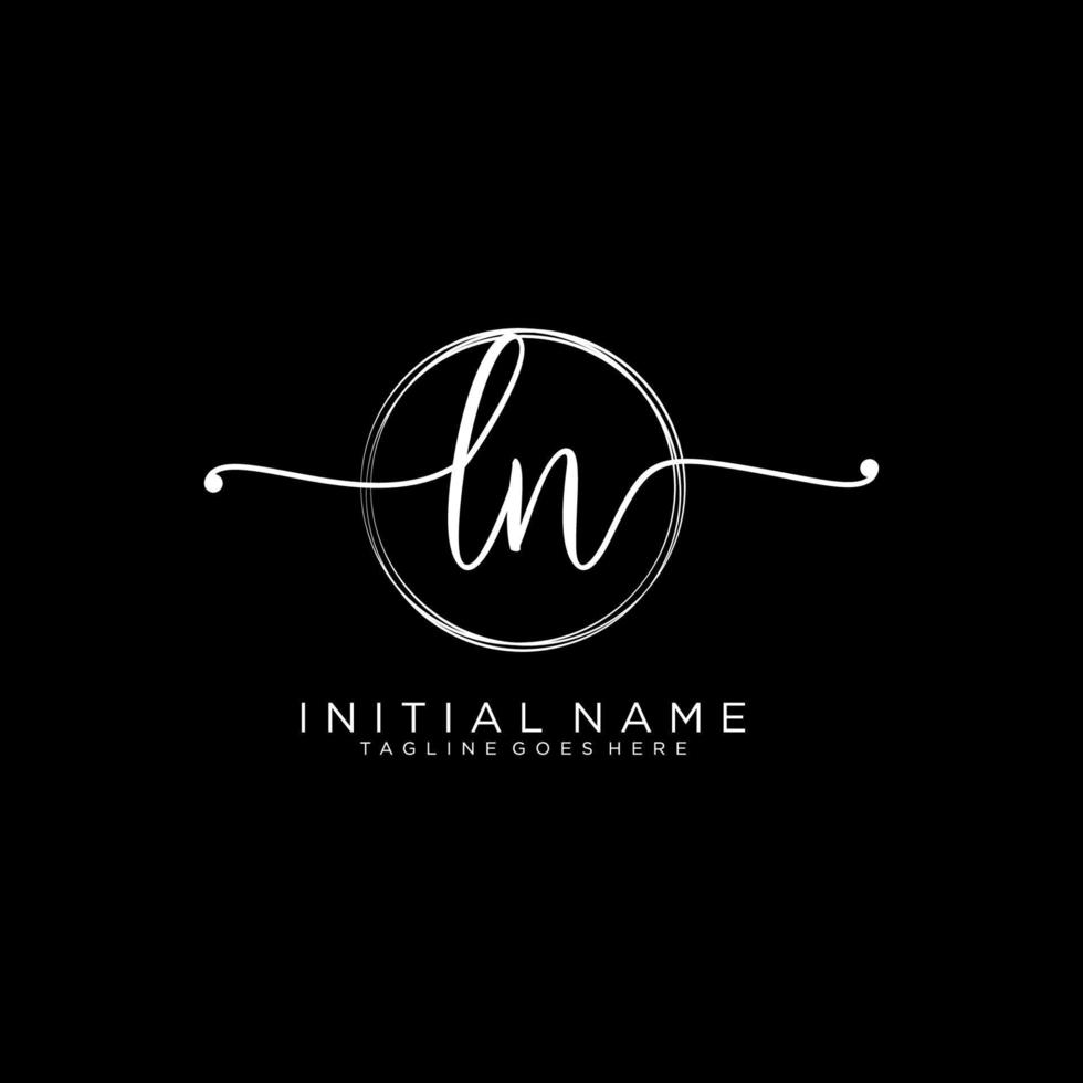 Initial LN feminine logo collections template. handwriting logo of initial signature, wedding, fashion, jewerly, boutique, floral and botanical with creative template for any company or business. vector