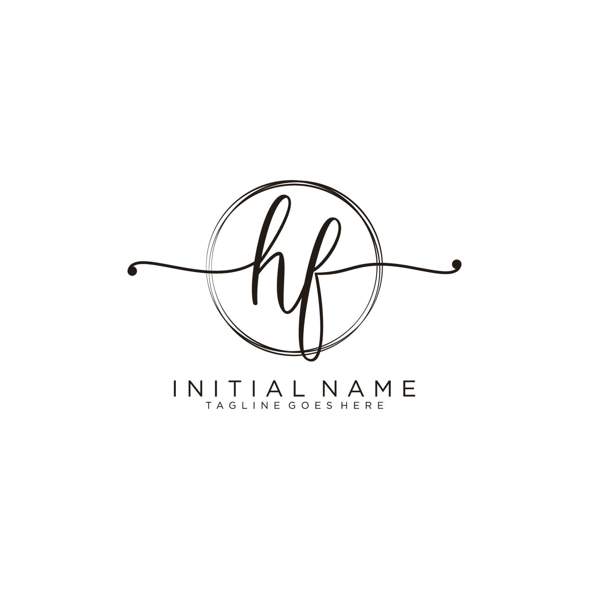 Initial HF feminine logo collections template. handwriting logo of