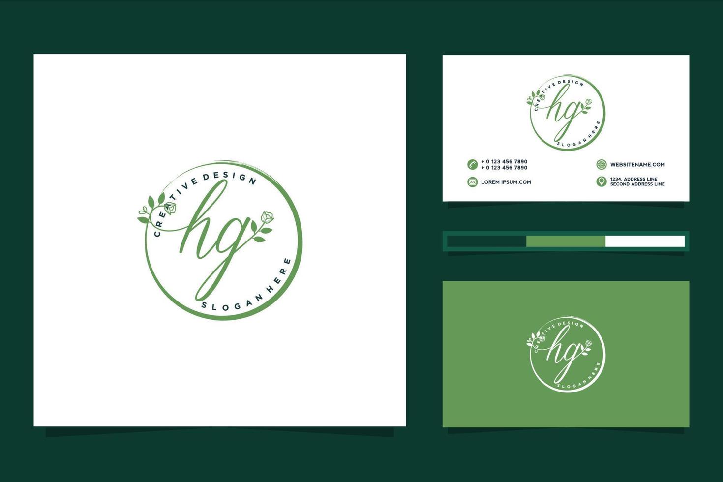 inicial hg femenino logo colecciones y negocio tarjeta templat prima vector