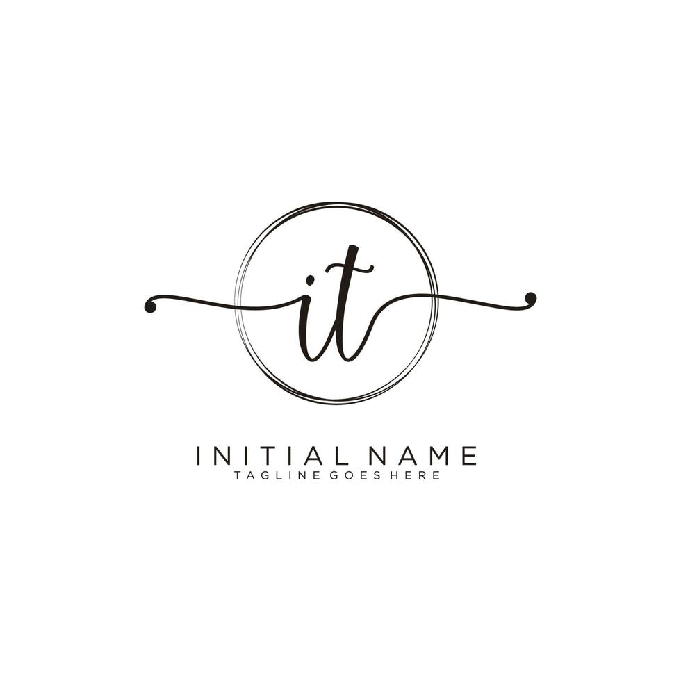 Initial IT feminine logo collections template. handwriting logo of initial signature, wedding, fashion, jewerly, boutique, floral and botanical with creative template for any company or business. vector
