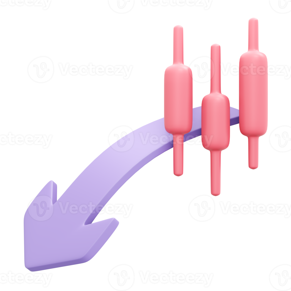 3d Rendern von Leuchter rot mit Münze und Pfeil oben Konzept von finanziell Investition. 3d Illustration Karikatur Stil. png