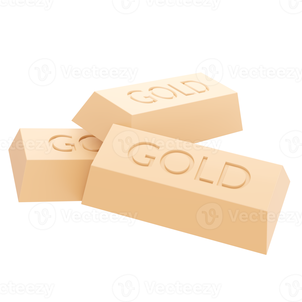 3d rendering of gold bar concept of financial investment. 3d illustration cartoon style. png