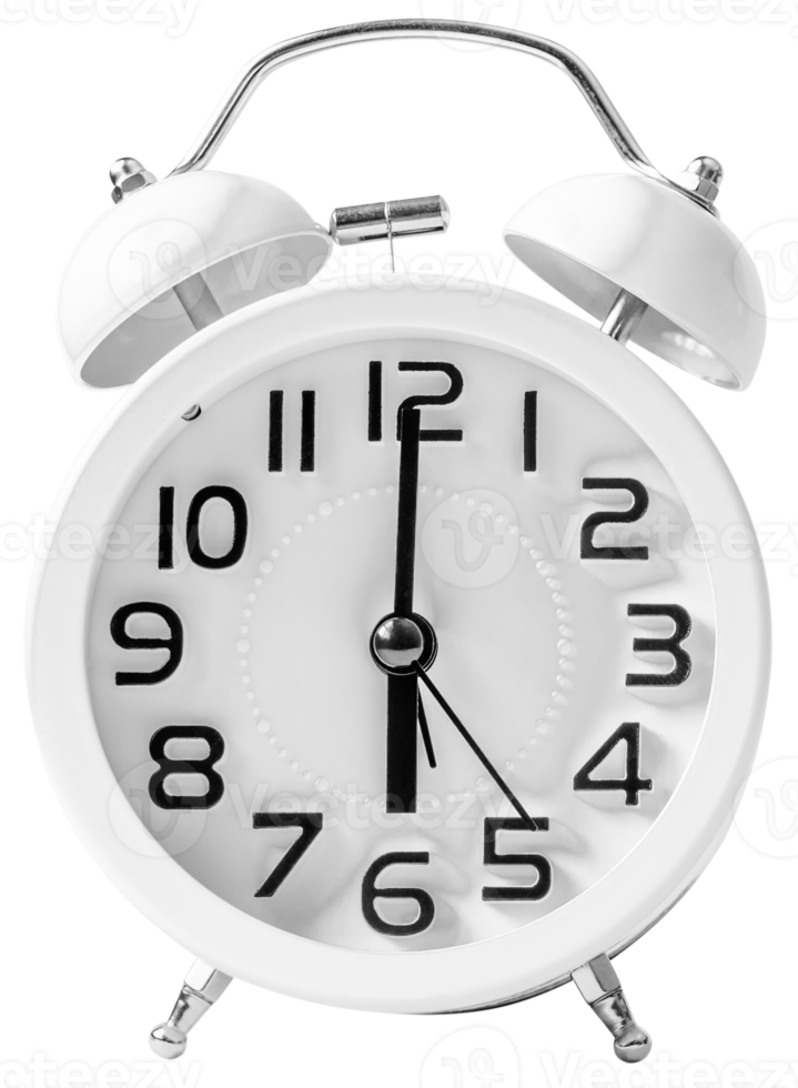 White vintage alarm clock. png