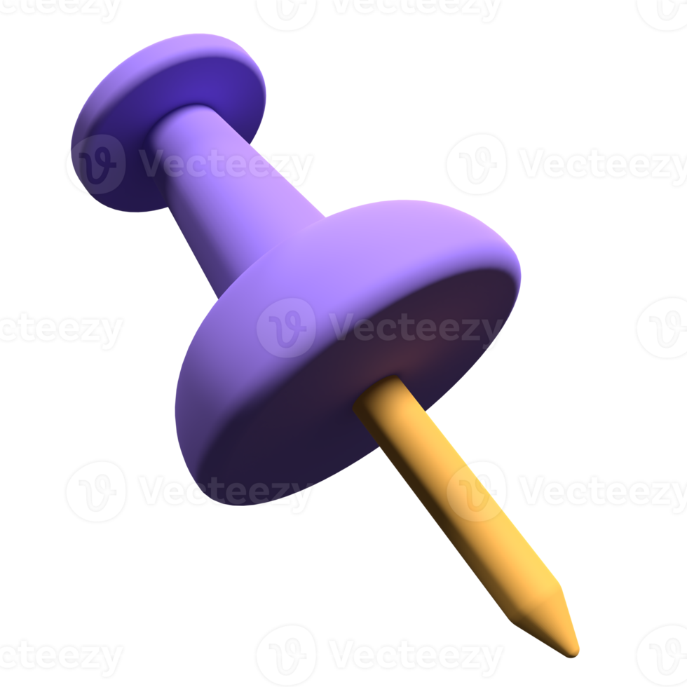 Push pin isolated on transparent background. Push pin cute element 3d