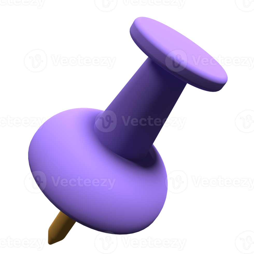 Push pin isolated on transparent background. Push pin cute element 3d render. 3d rendering illustration png