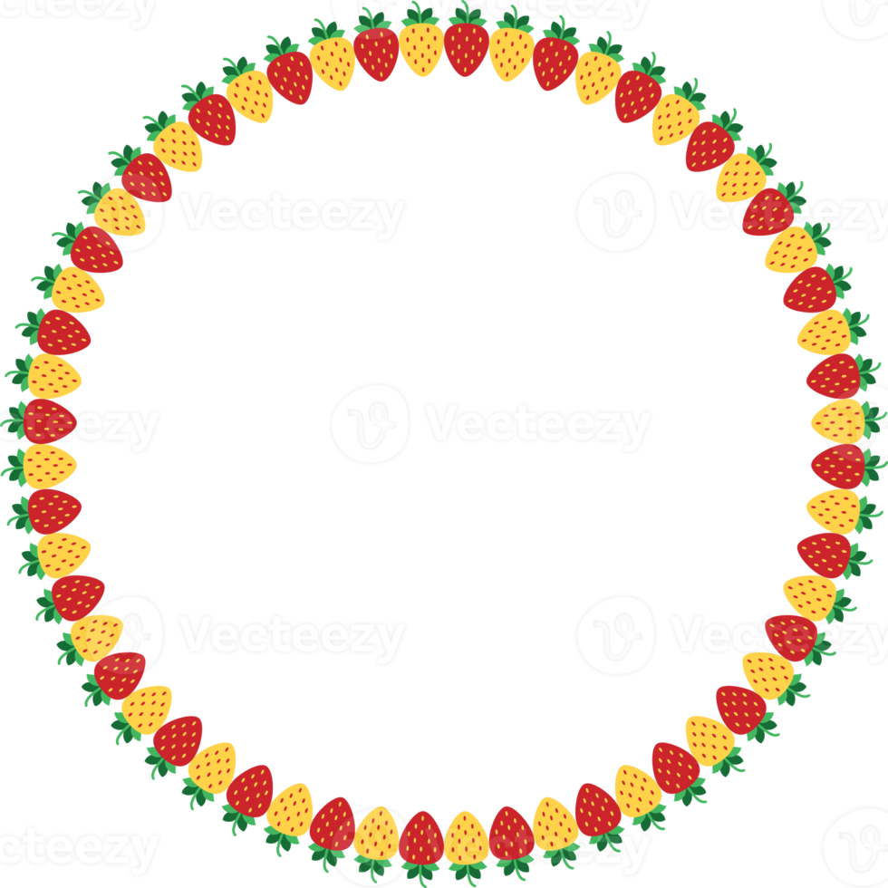 strawberry fruit circle boarder pattern frame png