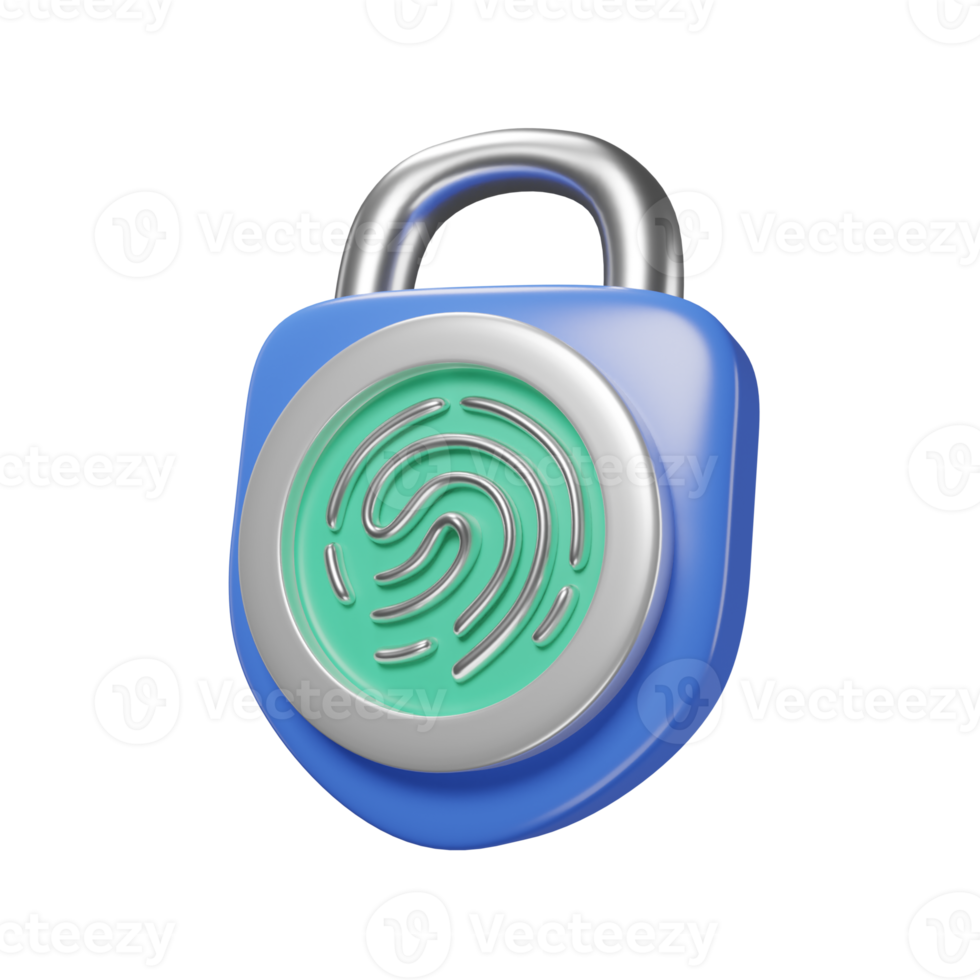 Thumbprint to unlock about database and security icon 3D rendering png