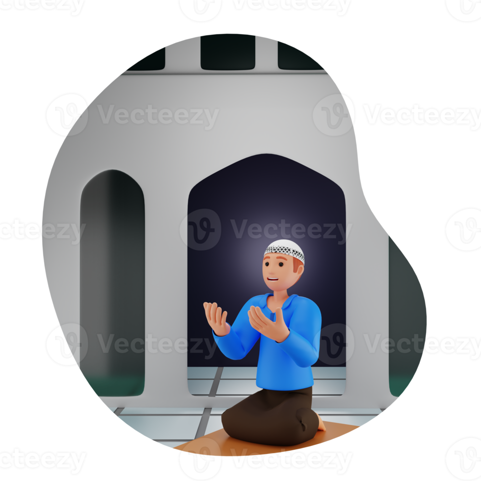 Tahajud Prayer 3D Character Illustration png