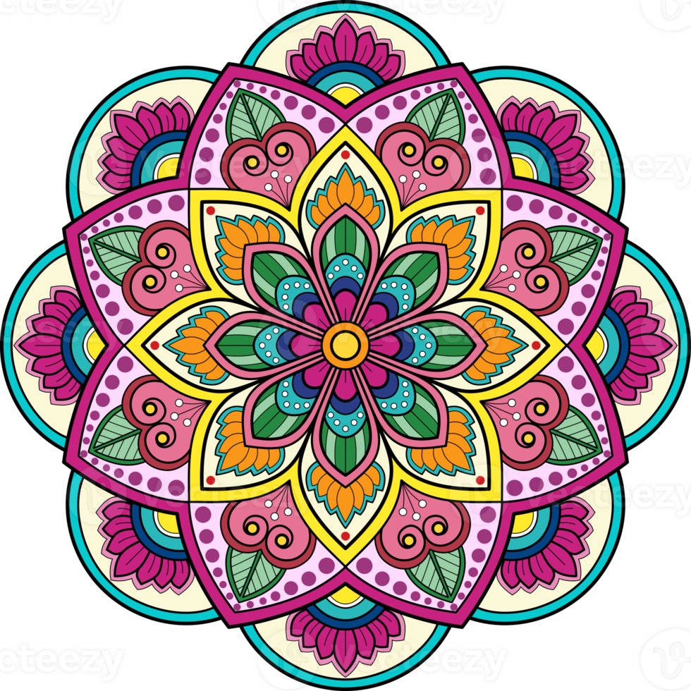 Ethnic mandala with colorful ornament for Art on the wall. Fabric Pattern. card textured Wallpaper tile Stencil Sticker and textile. Abstract illustration. png