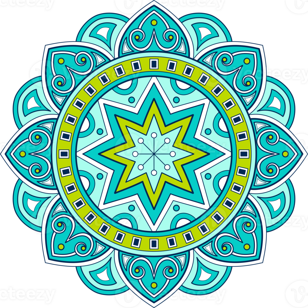 ethnique mandala avec coloré ornement pour art sur le mur. en tissu modèle. carte texturé fond d'écran tuile pochoir autocollant et textile. abstrait illustration. png