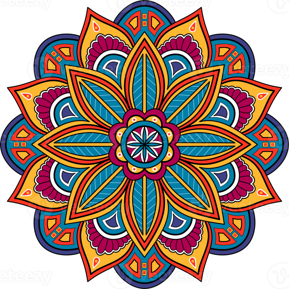 ethnique mandala avec coloré ornement pour art sur le mur. en tissu modèle. carte texturé fond d'écran tuile pochoir autocollant et textile. abstrait illustration. png