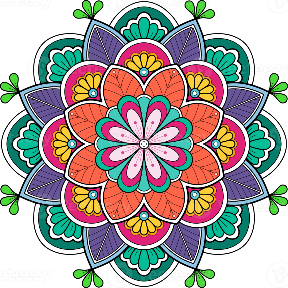 Ethnic mandala with colorful ornament for Art on the wall. Fabric Pattern. card textured Wallpaper tile Stencil Sticker and textile. Abstract illustration. png