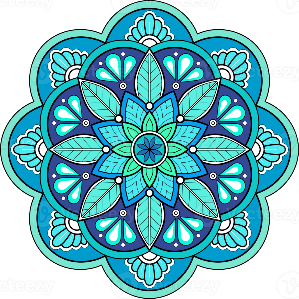 etnisch mandala met kleurrijk ornament voor kunst Aan de muur. kleding stof patroon. kaart getextureerde behang tegel stencil sticker en textiel. abstract illustratie. png