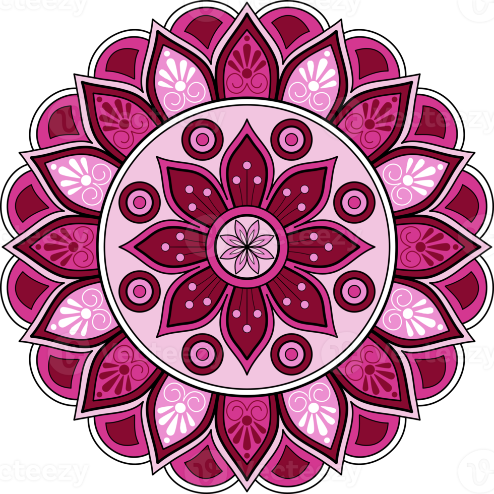 Ethnic mandala with colorful ornament for Art on the wall. Fabric Pattern. card textured Wallpaper tile Stencil Sticker and textile. Abstract illustration. png