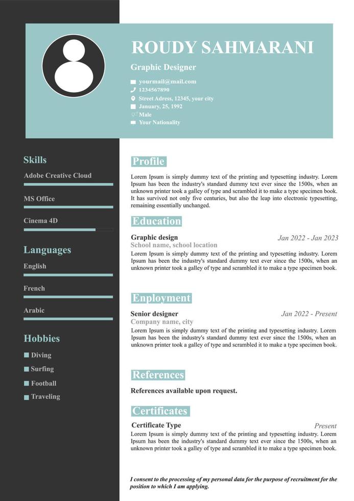 Resume Template Professional Design vector