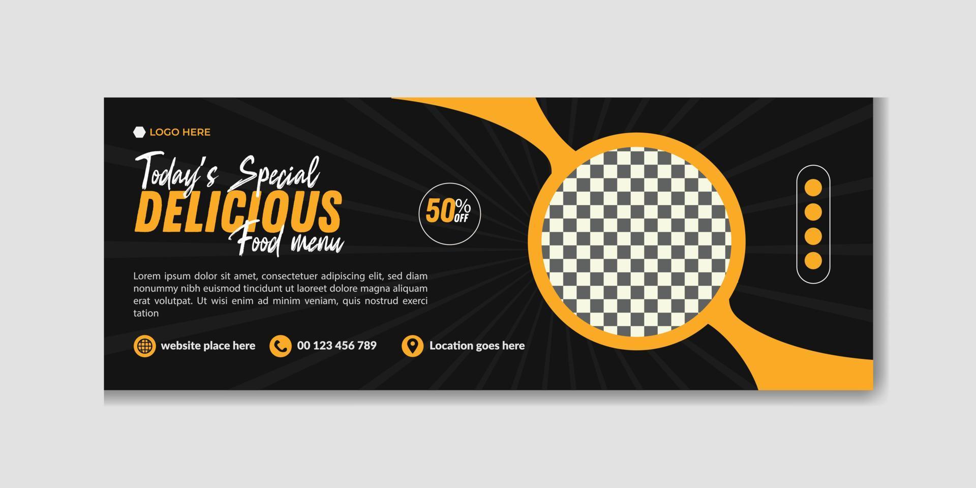 Food menu restaurant social media post timeline cover or web banner template vector