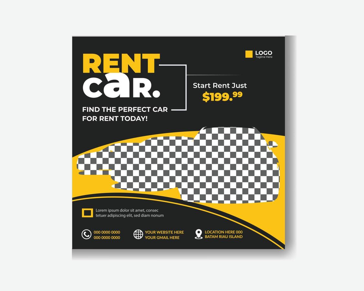 Rent a car social media post or story web banner design template vector