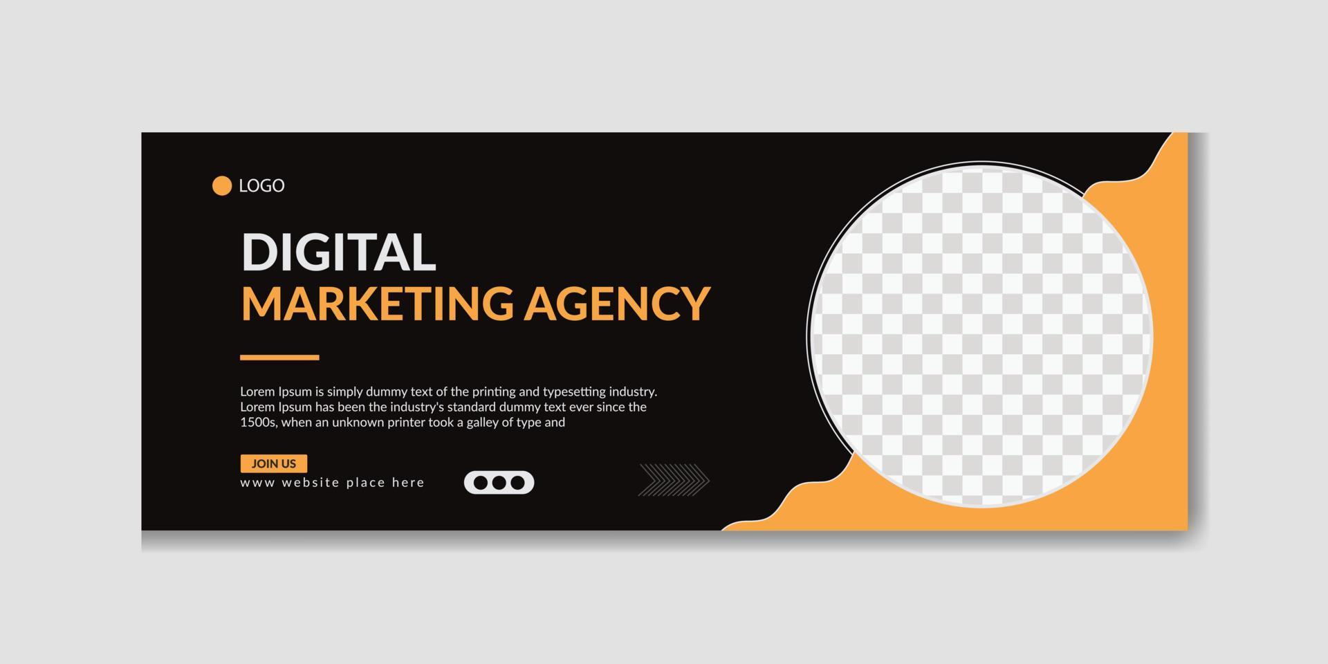 Digital marketing agency timeline cover and web banner template for digital marketing business vector