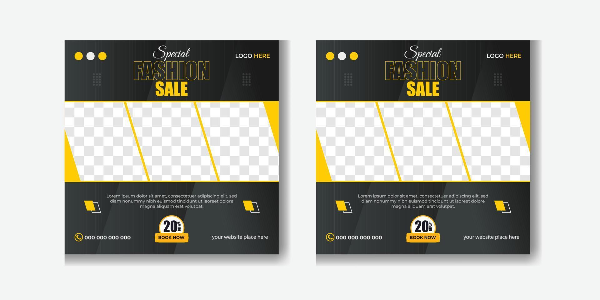 Fashion sale social media post or web banner and instagram story vector