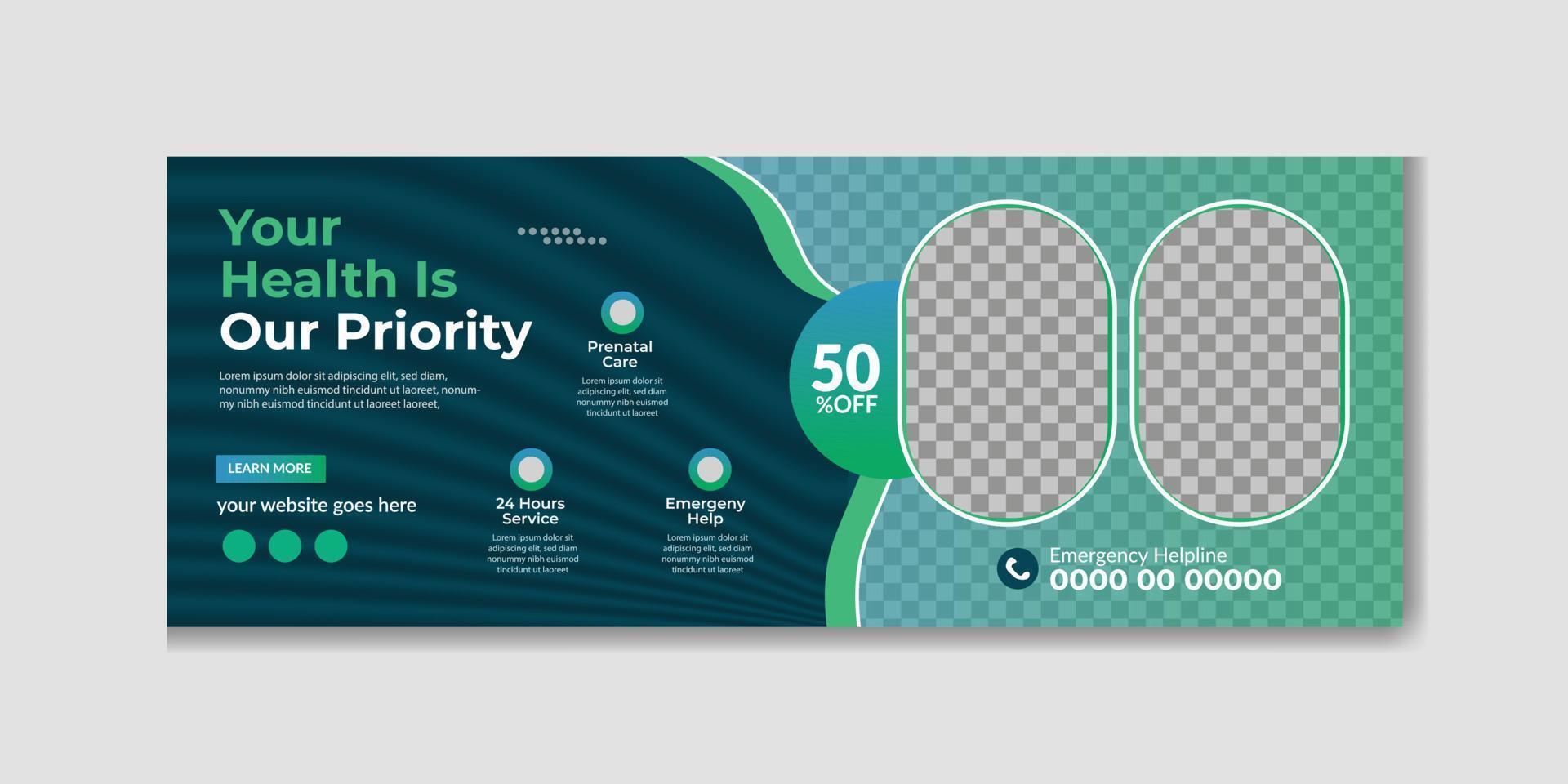 Medical healthcare timeline cover or social media doctor web banner template set vector