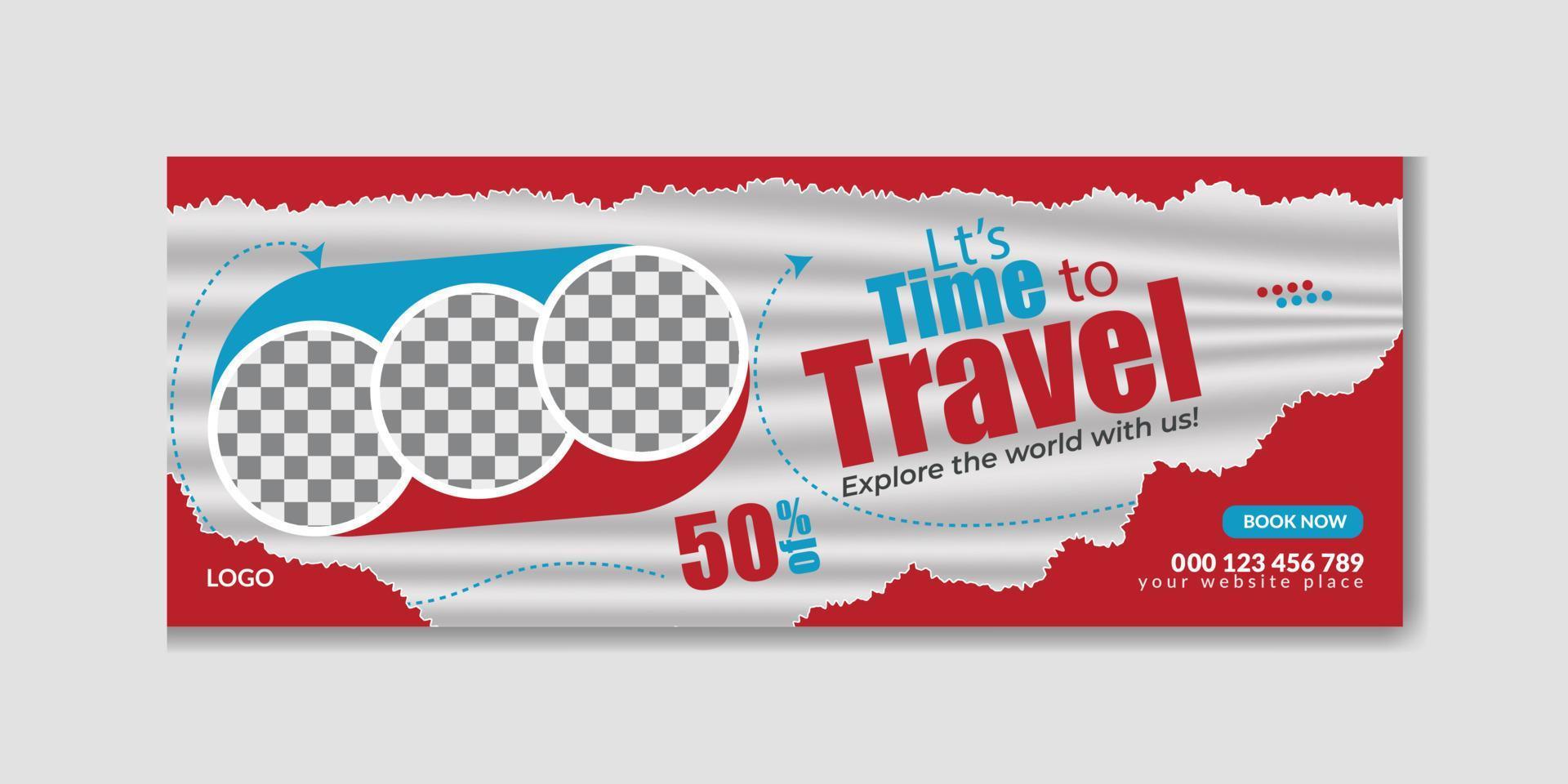 Travel and tourism timeline cover banner or web ads template Free Vector