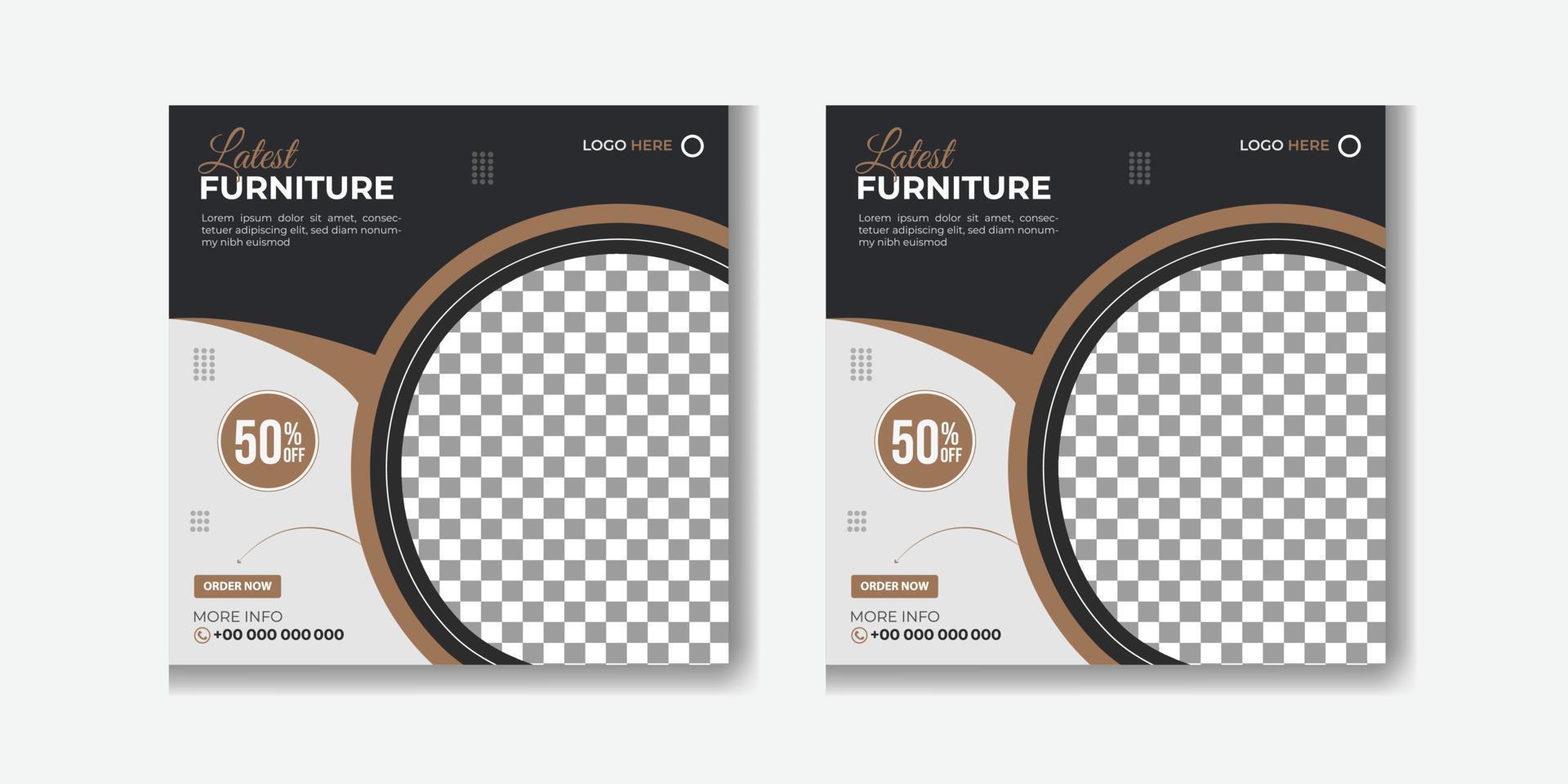 Minimalist Furniture social media post templates design or instagram banner vector