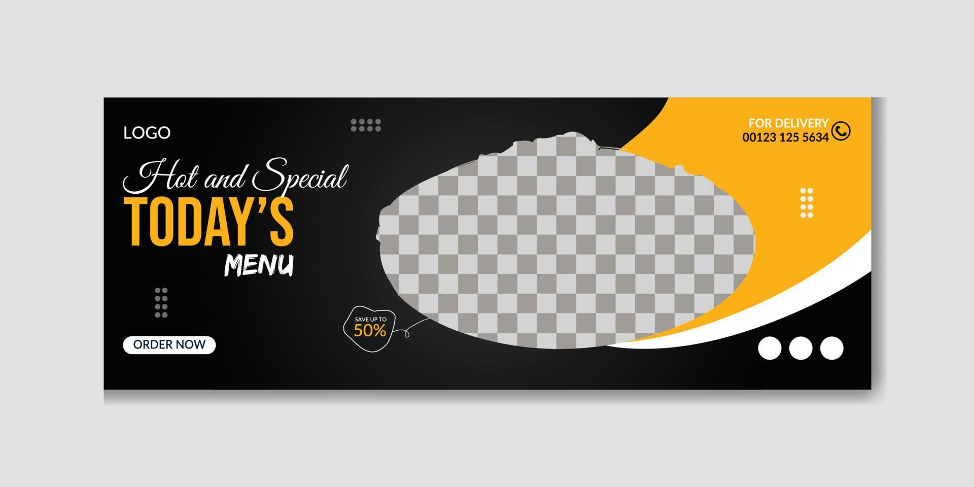 Food menu restaurant social media post timeline cover or web banner template vector