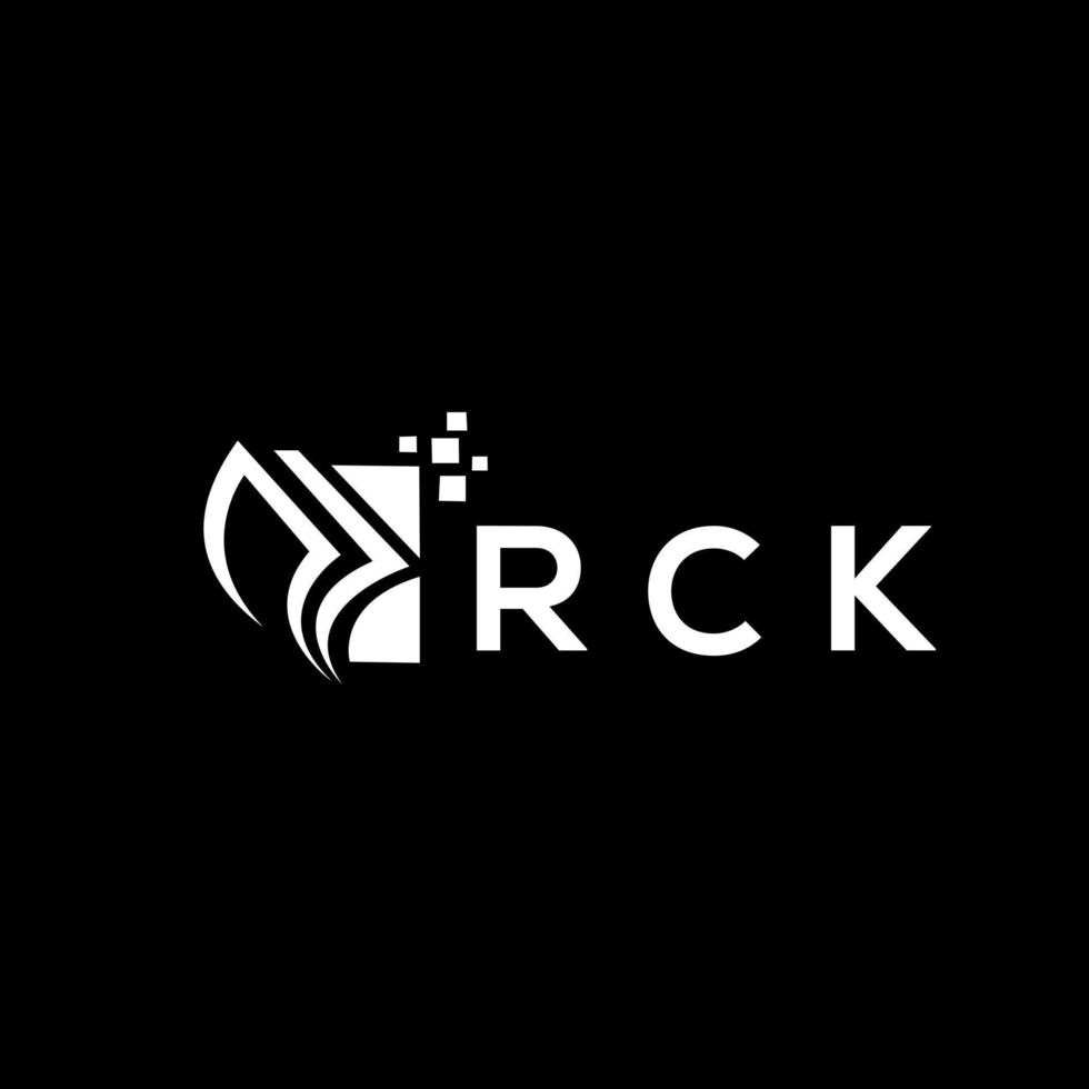 RCK credit repair accounting logo design on BLACK background. RCK creative initials Growth graph letter logo concept. RCK business finance logo design. vector