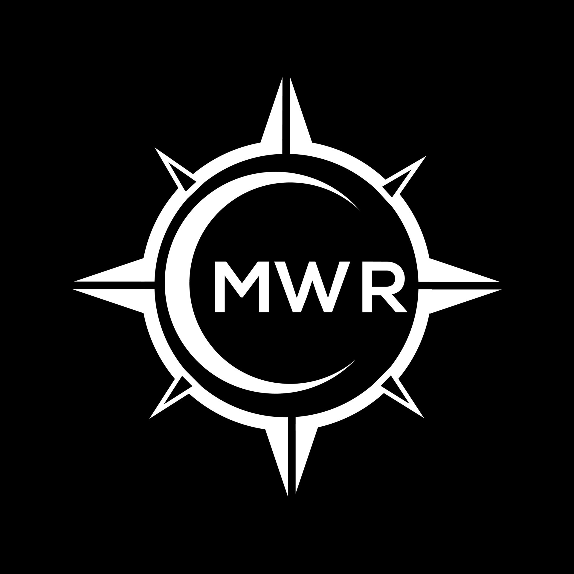 MWR abstract monogram shield logo design on black background. MWR ...