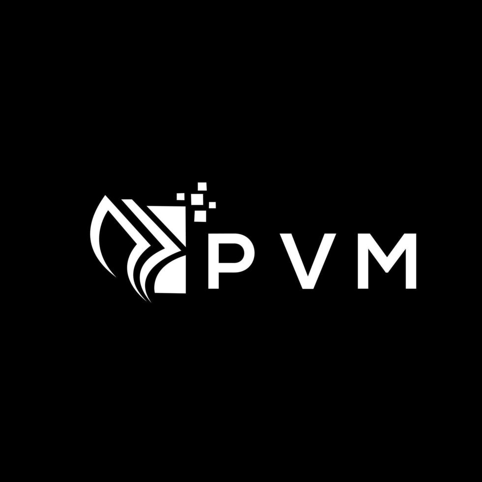 PVM credit repair accounting logo design on BLACK background. PVM creative initials Growth graph letter logo concept. PVM business finance logo design. vector