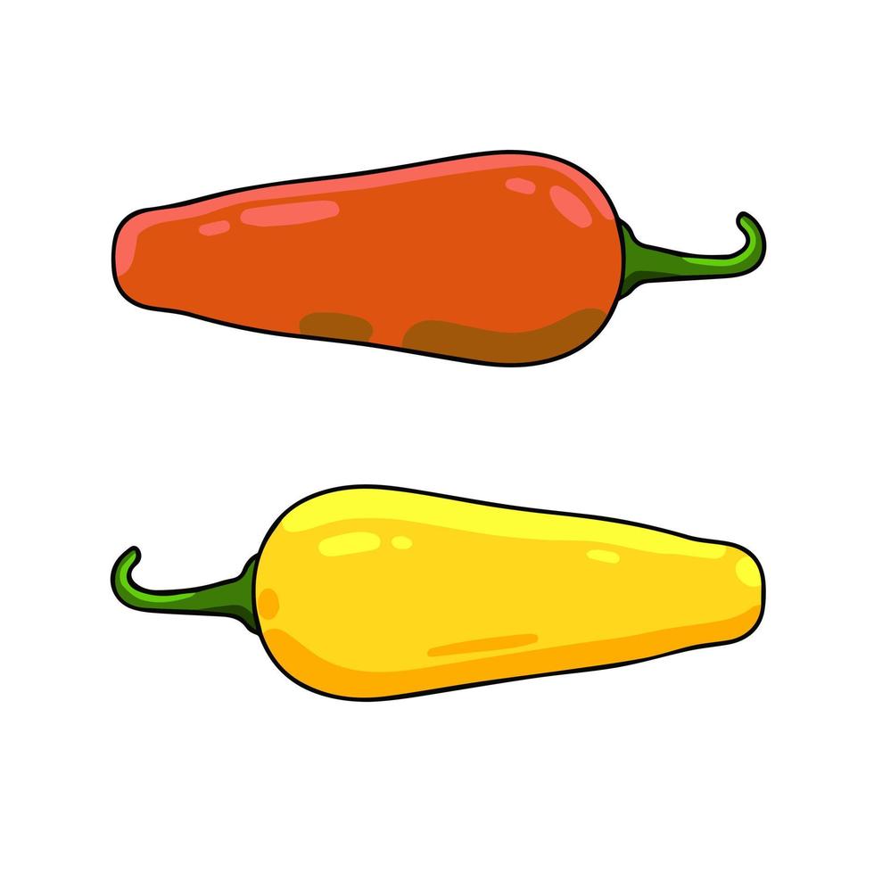 Hot red pepper. Mexican spice. Outline cartoon isolated on white background vector