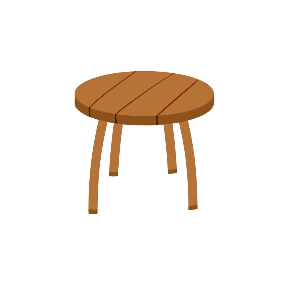 taburete de madera. silla con tres patas. muebles caseros viejos y sencillos. ilustración de dibujos animados plana vector