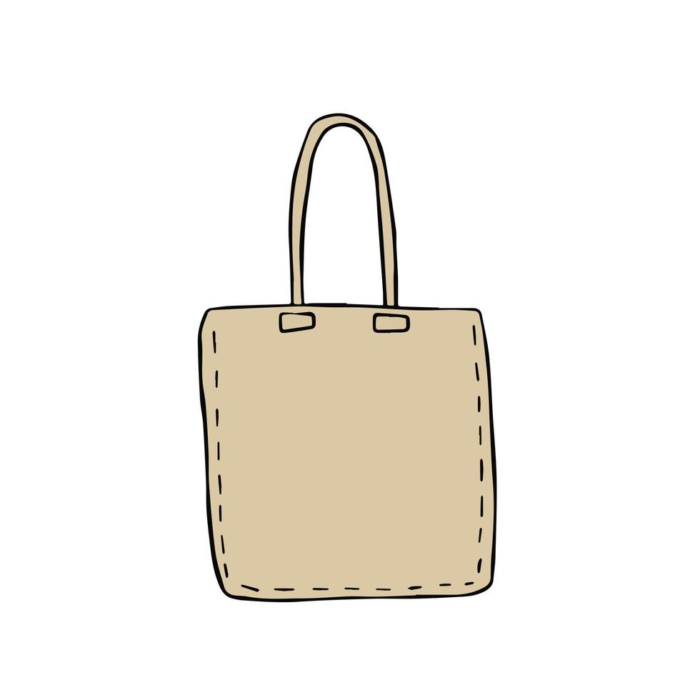 lona totalizador bolsa. paño eco comprador. contorno dibujos animados ilustración. reutilizable bolso para comestibles vector