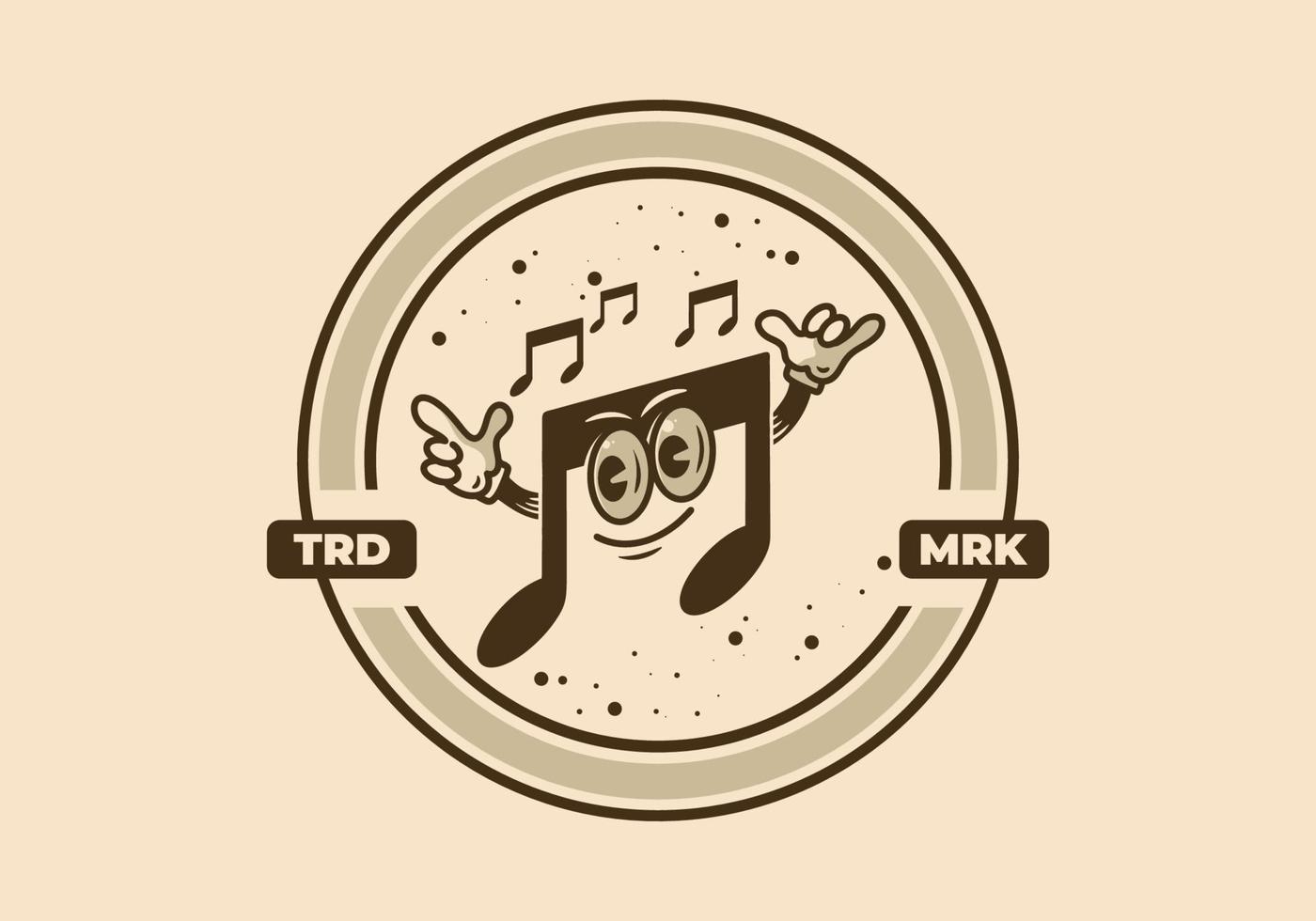 insignia de ilustración de mascota de personaje de notas musicales vector