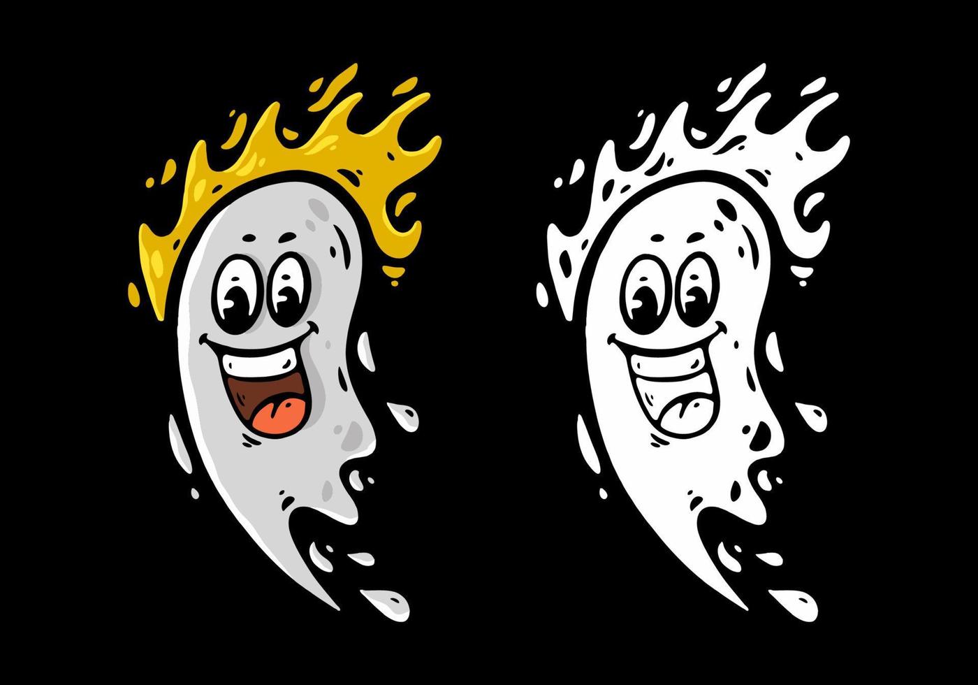 Funny ghost digital hand drawing vector