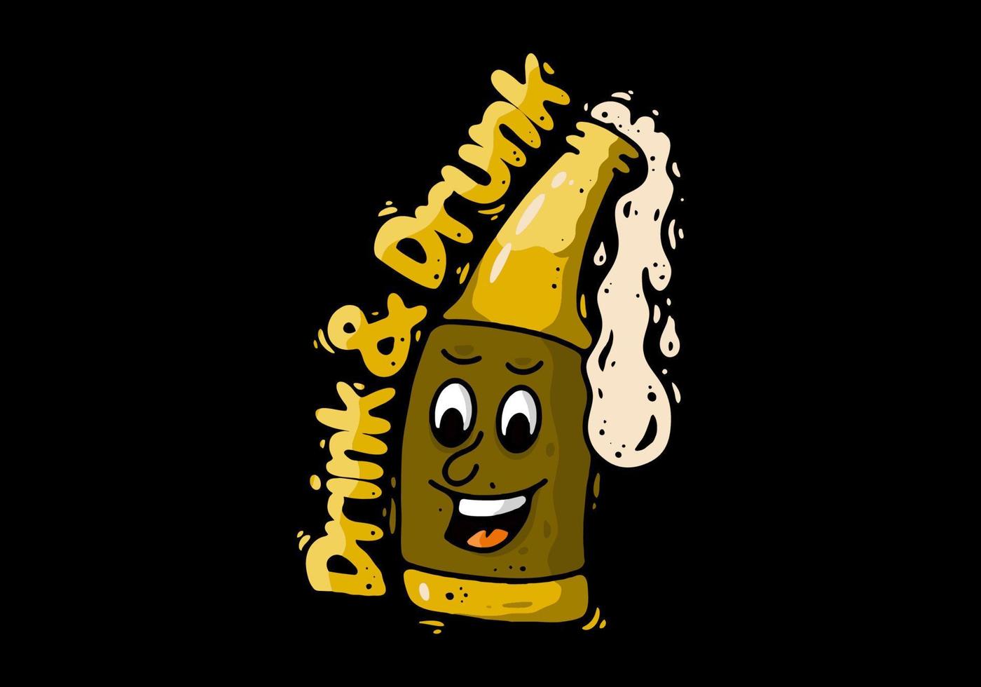 Illustration character design of bottle beer vector