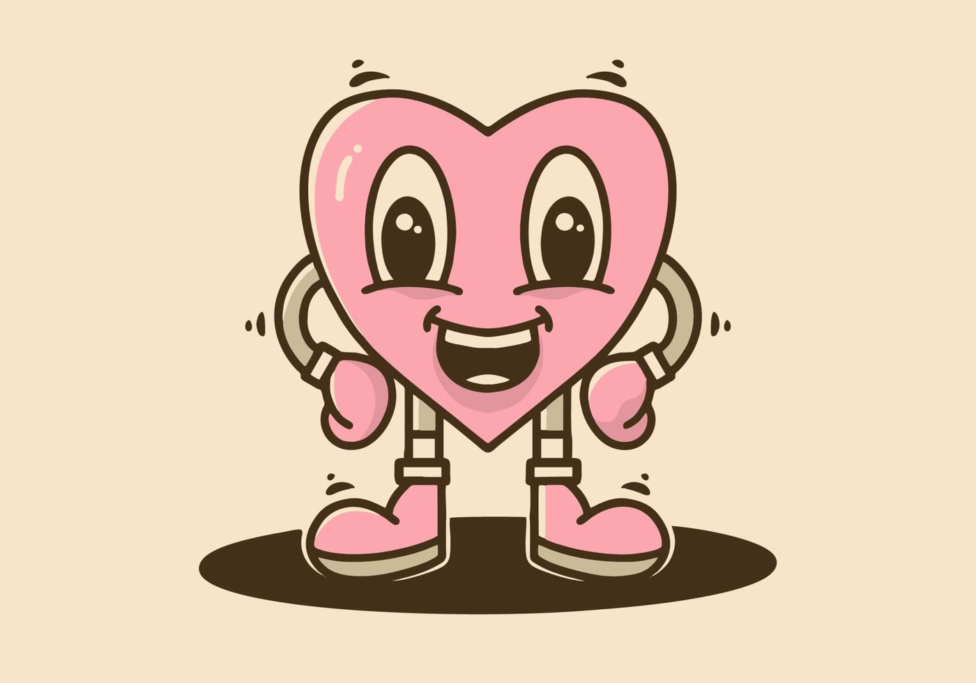 Illustration character design of pink heart vector