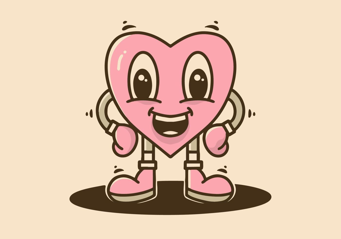 ilustración personaje diseño de rosado corazón vector