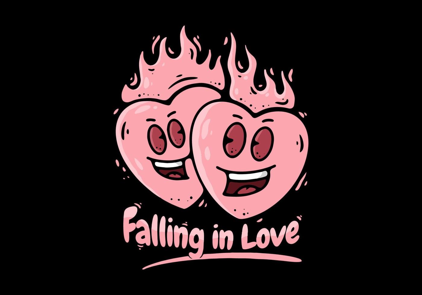 Illustration character design of two pink heart vector