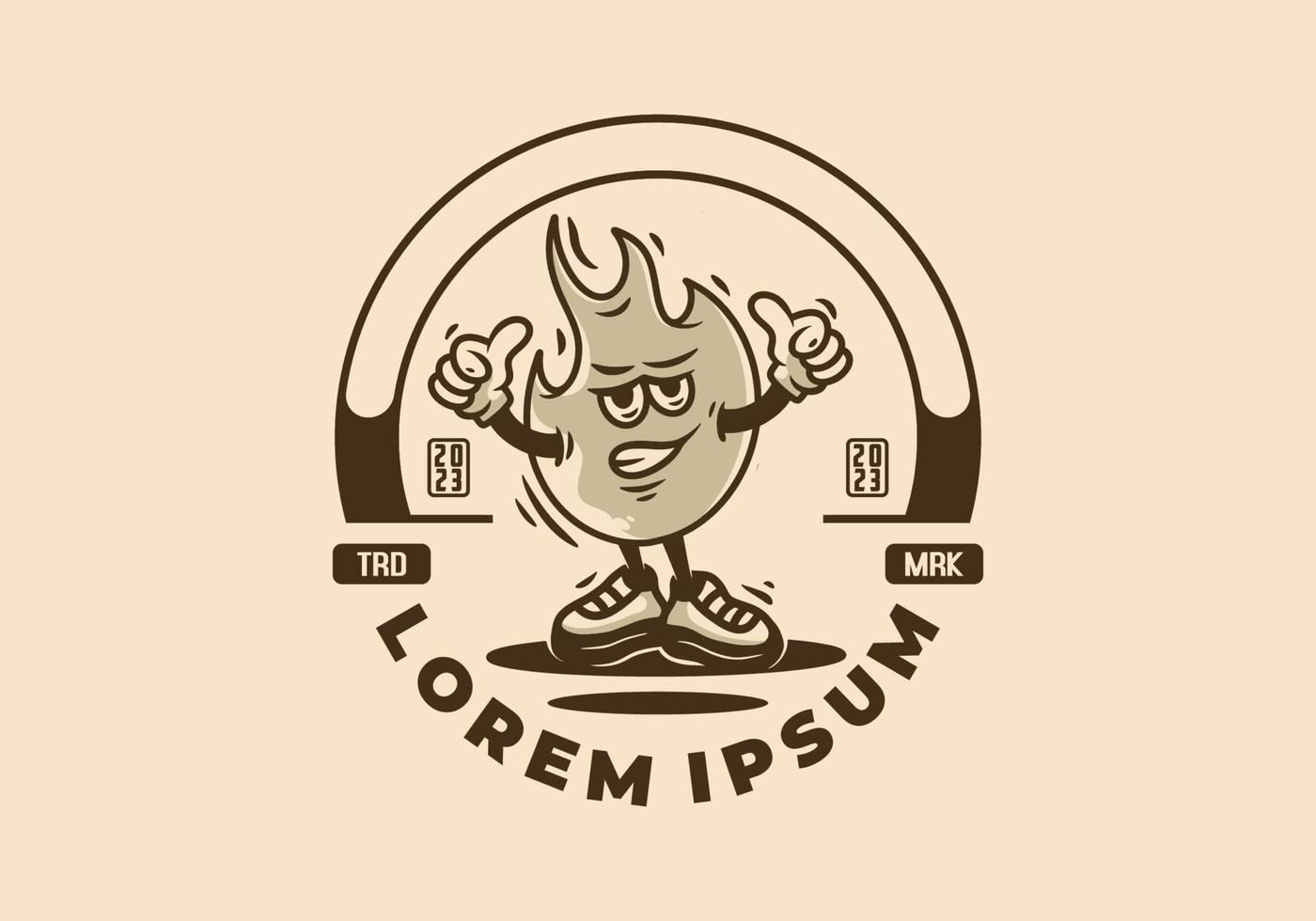 Mascot character illustration badge of a fire vector