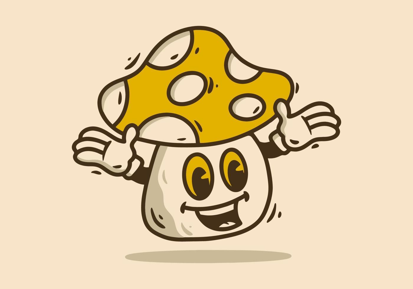 Illustration character design of yellow mushroom vector