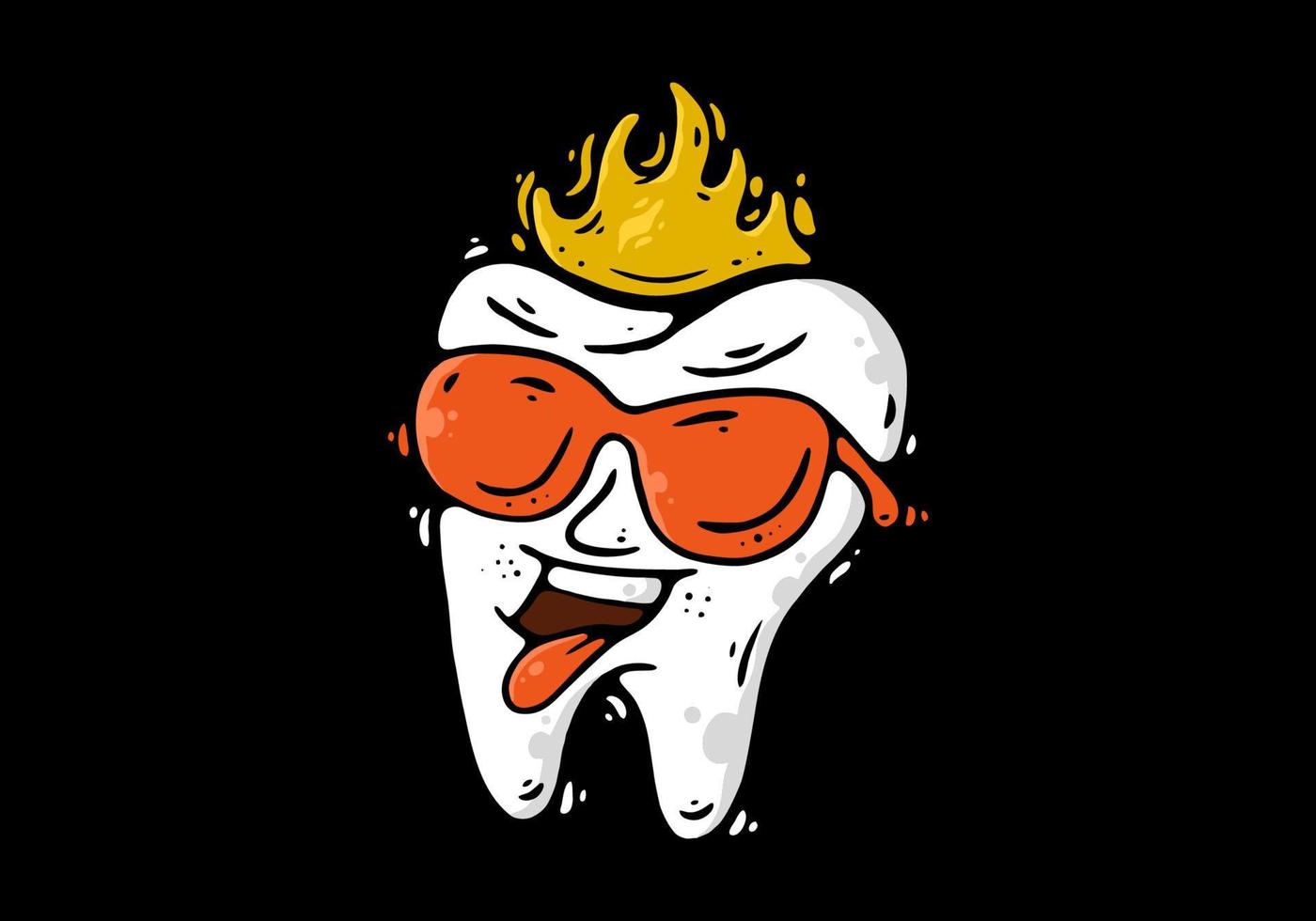 Illustration character design of a tooth wearing sunglasses vector