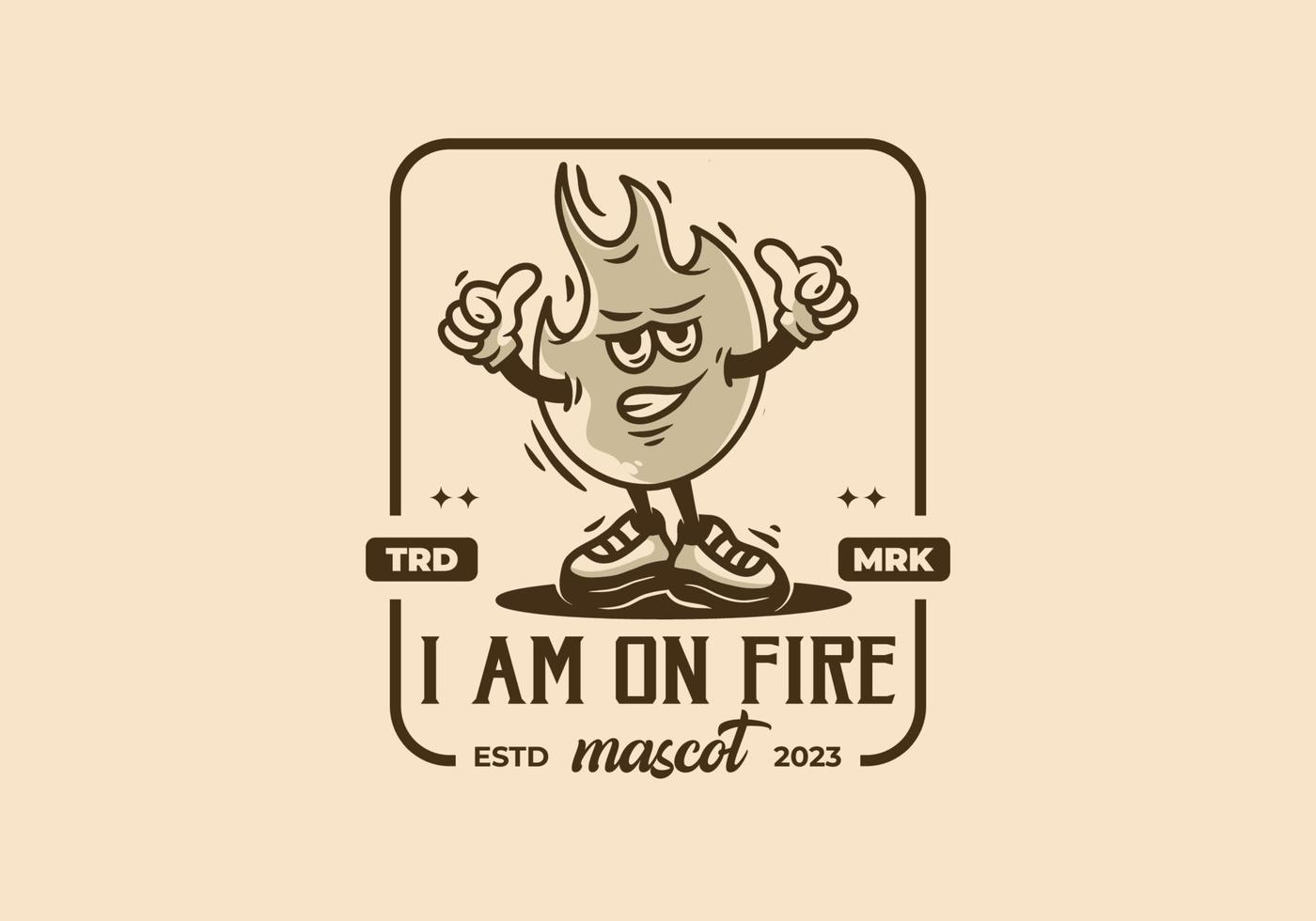 Mascot character illustration badge of a fire vector