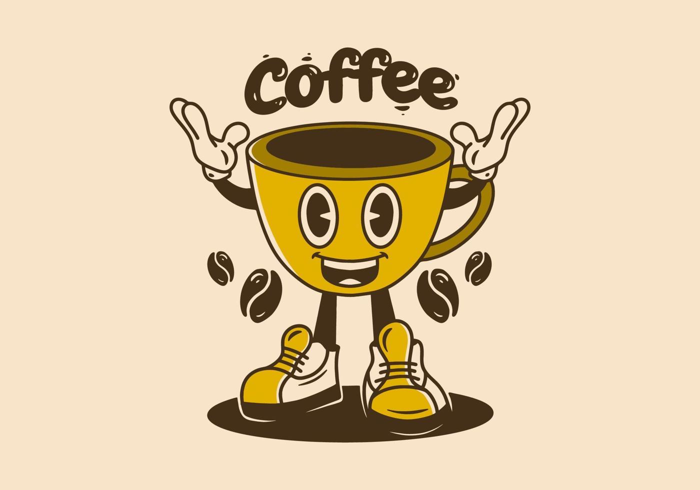 Illustration character design of coffee cup vector