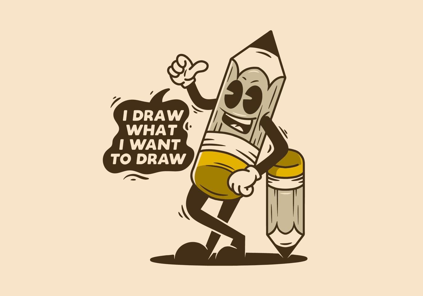 Mascot character design of standing drawing pencil vector