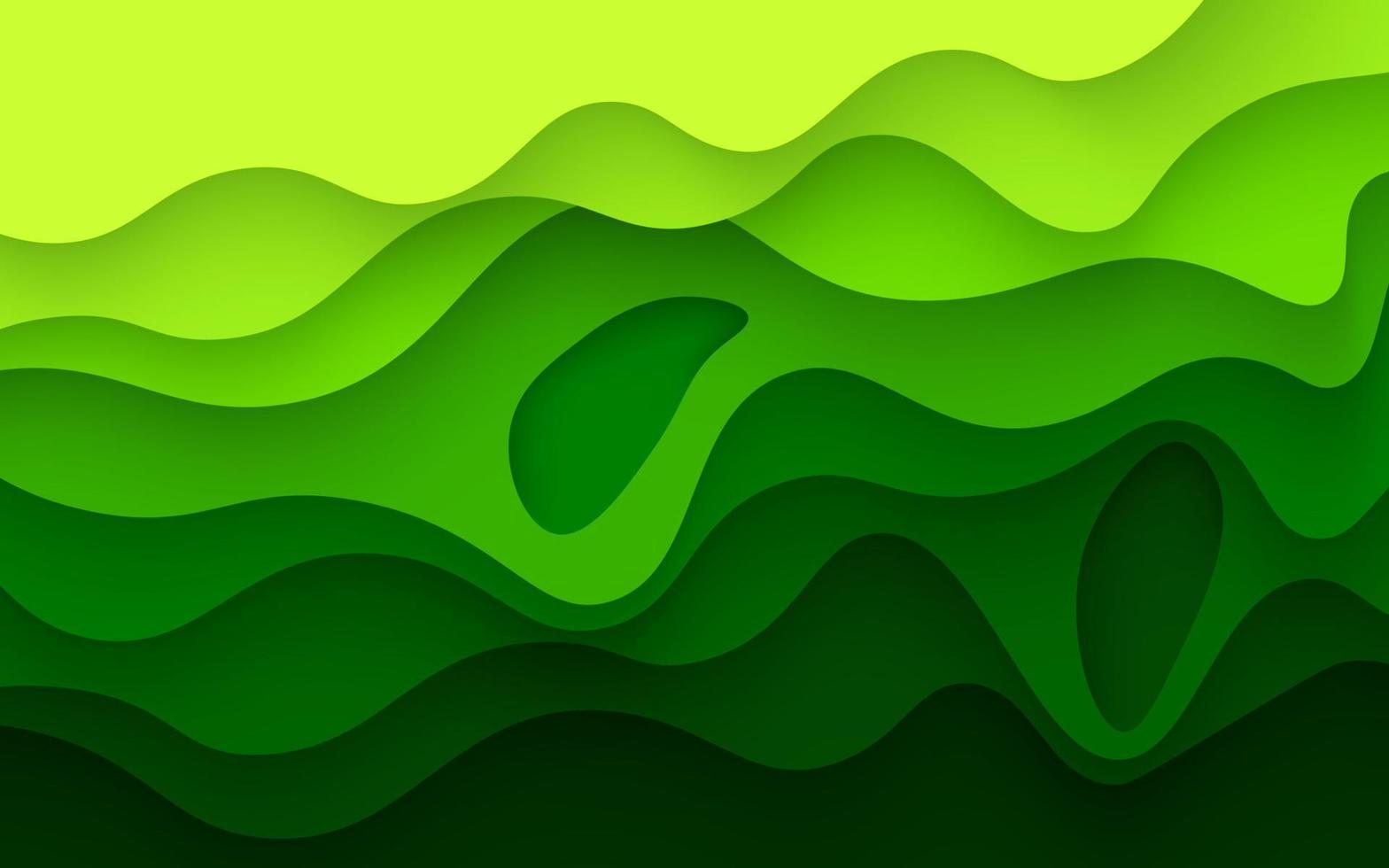 multi colored abstract green wavy papercut overlap layers background. eps10 vector